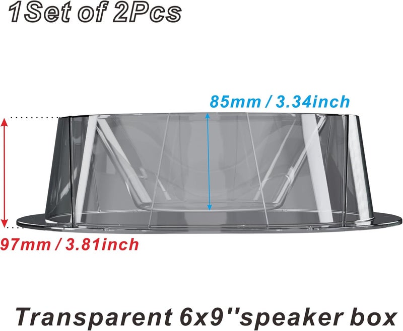 NARPES 2PCS 6x9'' inch Speaker Boxes for Car UTV ATV RV Boat Trunk Trailer Golf Cart Marine Universal Speaker Enclosures Pods Adapter Spacer Rear Deck Door Kick Panel Cab (Transparent) - Image 4